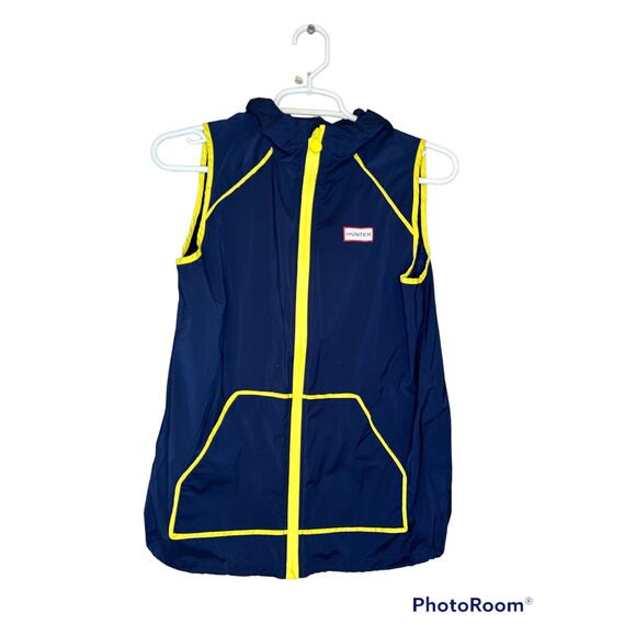 Kids Hunter X Target Blue Yellow Raincoat Windbreaker Hooded Vest Size L (10/12) - Picture 1 of 6